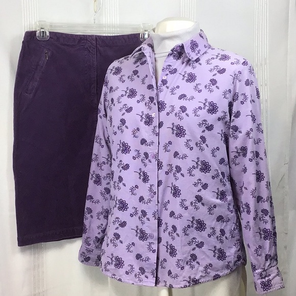 Corduroy Lavender Floral Soft Long Sleeve Blouse - Picture 8 of 8